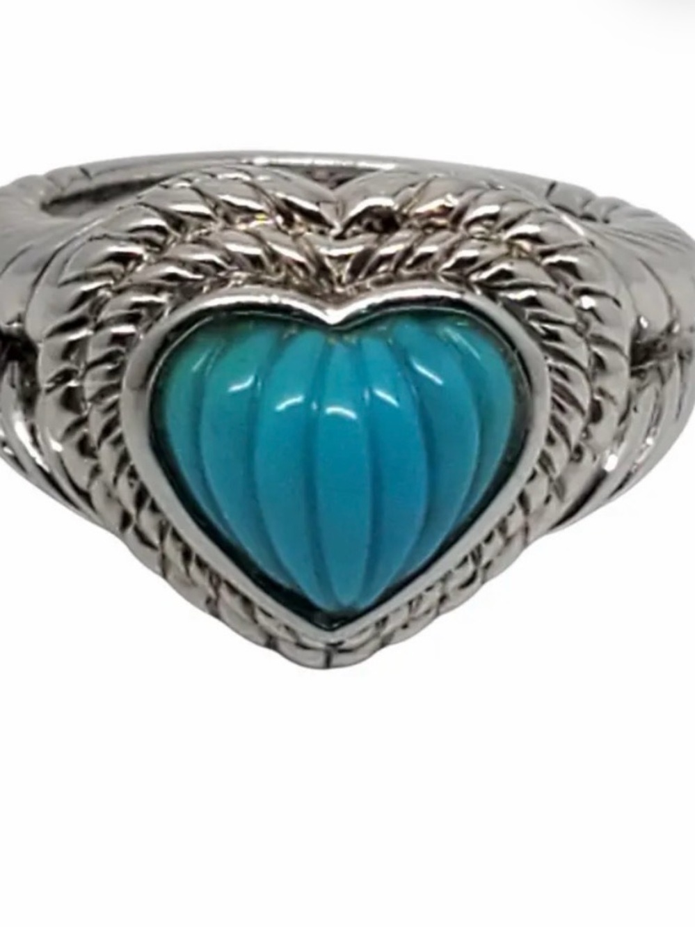 Judith Ripka Silver Heart Ring with Turquoise Heart